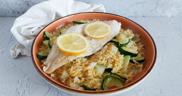 Orzo risotto met witvis