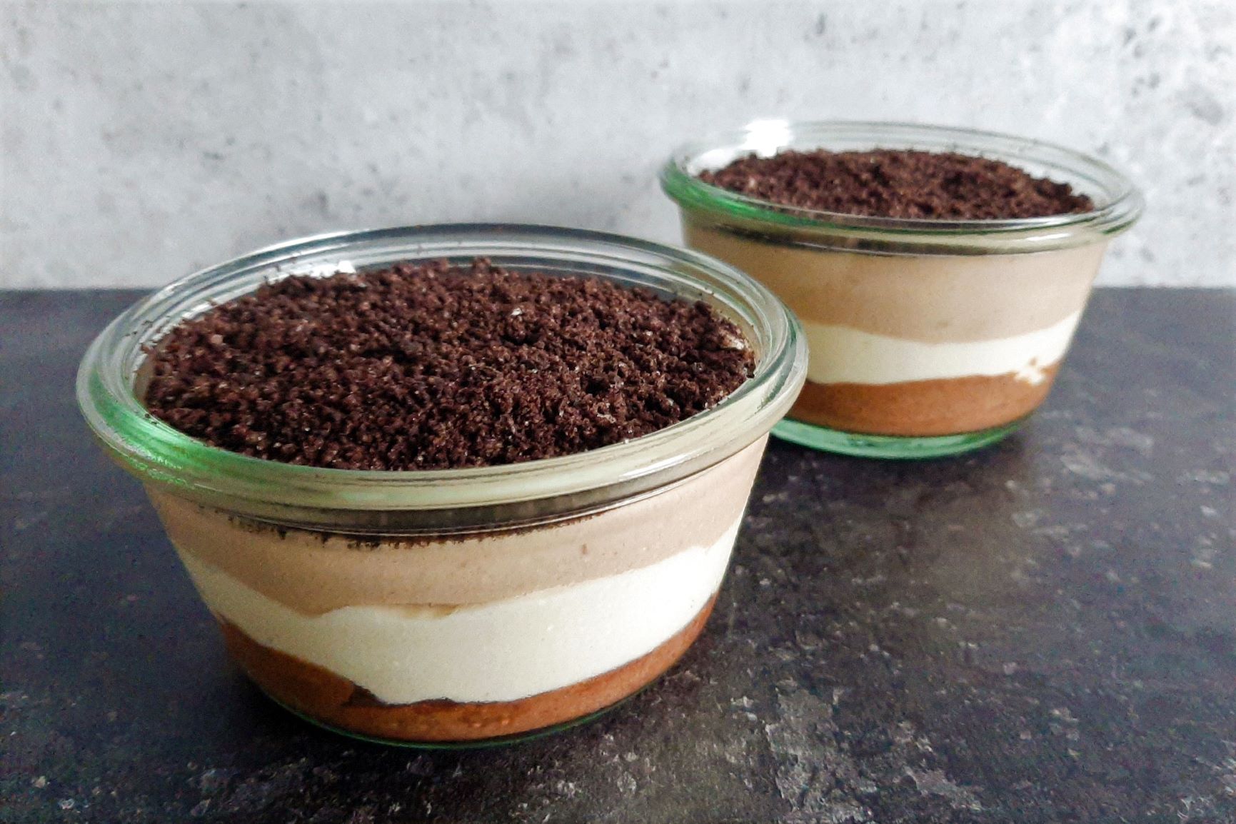 Drielaagse chocolade mousse