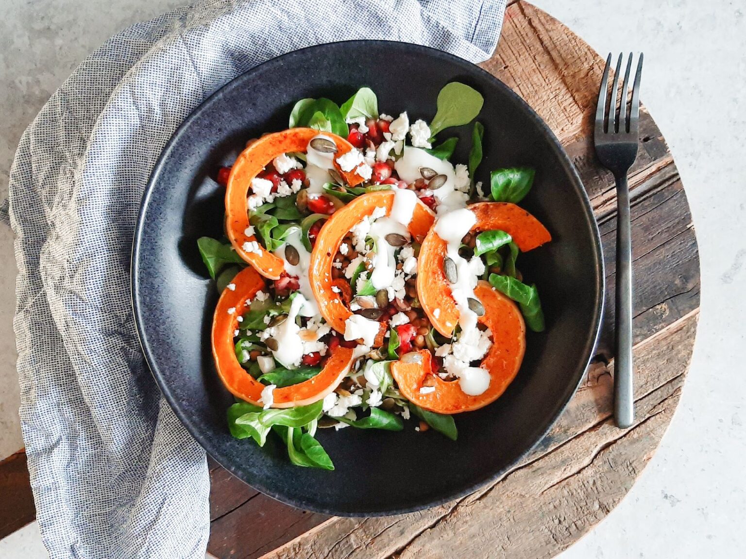 Linzensalade Met Geroosterde Pompoen En Feta Koken Bakken Doe Je Zo